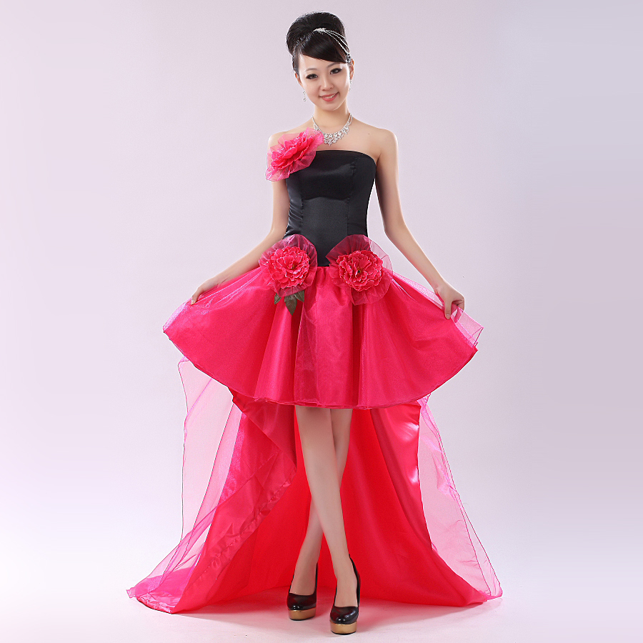 Clothes low-high train multicolour formal dress color equipment personalized sexy formal dress