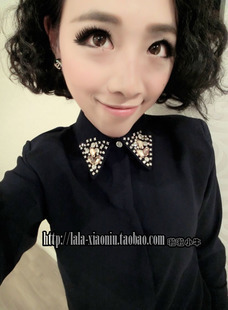 Clothes spring Women 2013 new arrival diamond gem shirt mushroom