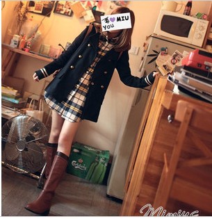 Clothes women's 2012 preppy style double breasted student clothing trench outerwear female mushroom ,Free shipping