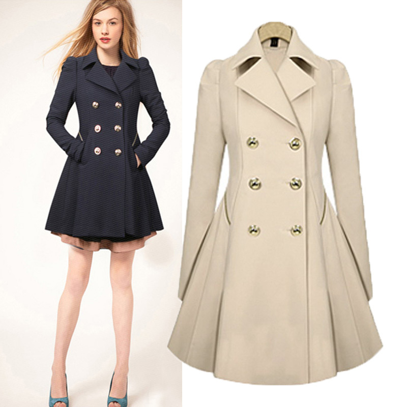 Clothing 2012 autumn double breasted trench female outerwear puff sleeve slim long design fashion trench