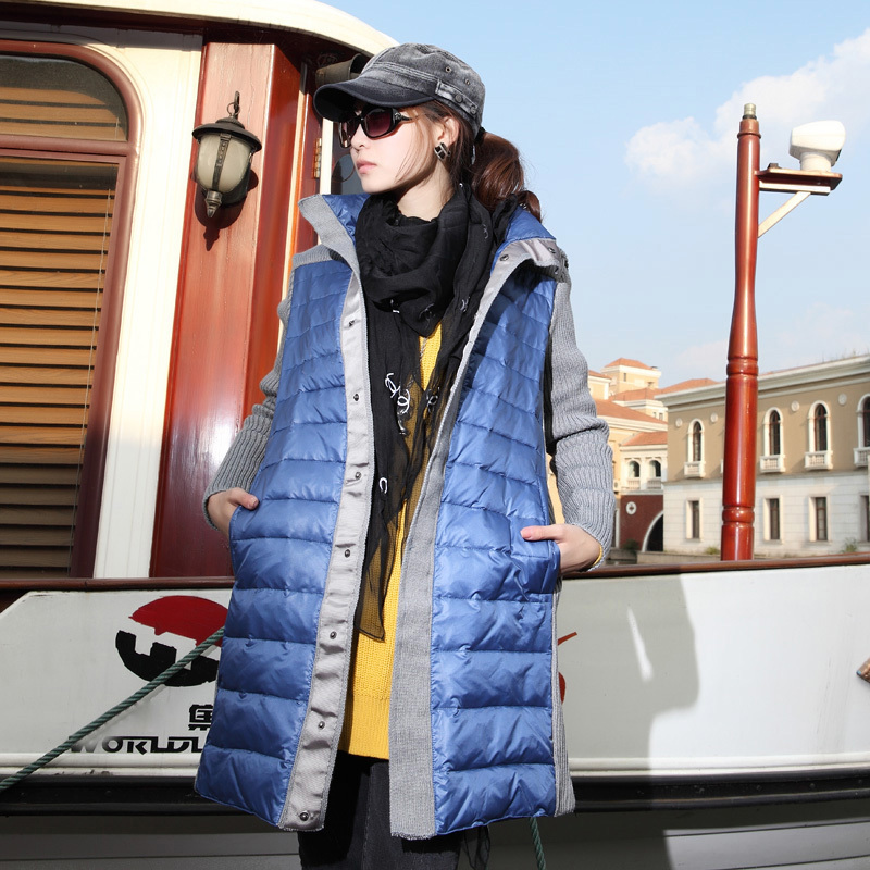 Clothing 2012 fashion yarn hooded down coat female medium-long