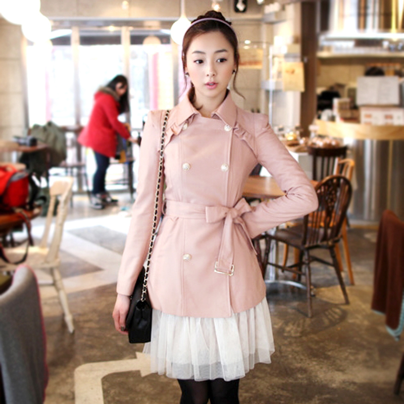 Clothing 2012 spring slim spring and autumn women's outerwear medium-long turn-down collar trench female