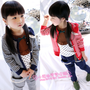 Clothing 2013 spring child female child stripe cardigan top