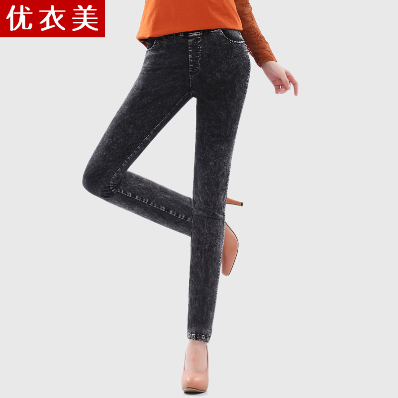 Clothing 2013 spring female trousers elastic waist high waist jeans female 2628
