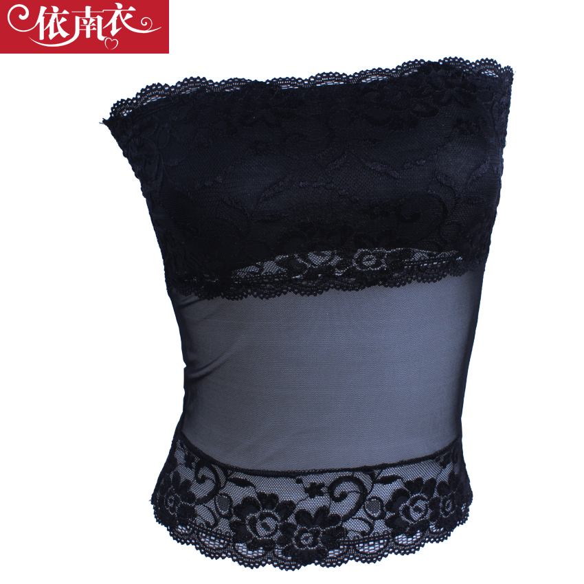 Clothing black white lace tube top belt pad tube top bra long design underwear top basic