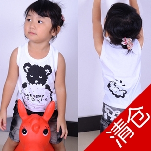 Clothing boys clothing T-shirt sleeveless summer vest 100% cotton casual summer little girls clothing unisex summer t-shirt