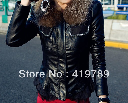 Clothing cool fashion female leather clothing slim female top