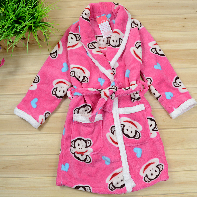 Clothing coral fleece robe sleepwear girls clothing solid color long-sleeve lounge girls robe nightgown