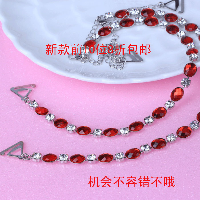 Clothing diamond metal shoulder strap underwear shoulder strap pectoral girdle 5542 egg shaped ruby rhinestone shoulder strap