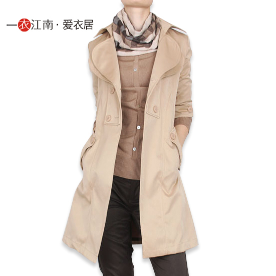 Clothing double collar women's trench outerwear autumn and winter thickening double breasted slim overcoat medium-long 236