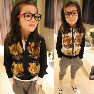 Clothing female child 2013 tiger jacket outerwear