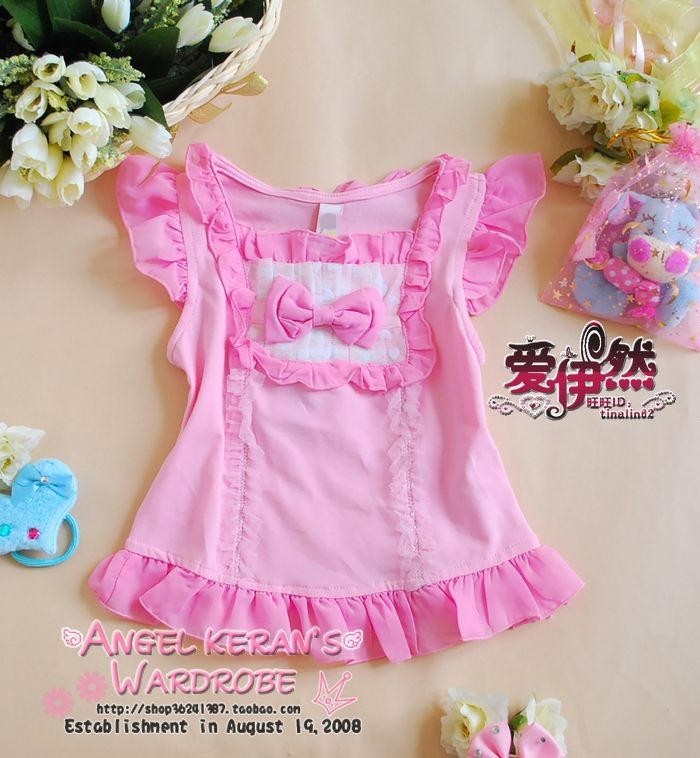 Clothing island cabinet 2012 spring and summer girls clothing doll sleeveless T-shirt 151303 pink