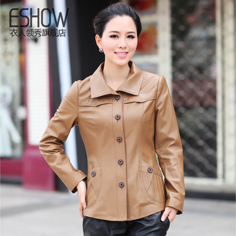 Clothing large sheepskin women's genuine leather clothing fashion slim turn-down collar leather clothing outerwear