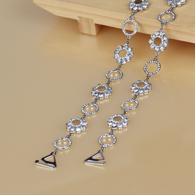 Clothing metal rhinestone shoulder strap double layer circle diamond pectoral girdle invisible tape