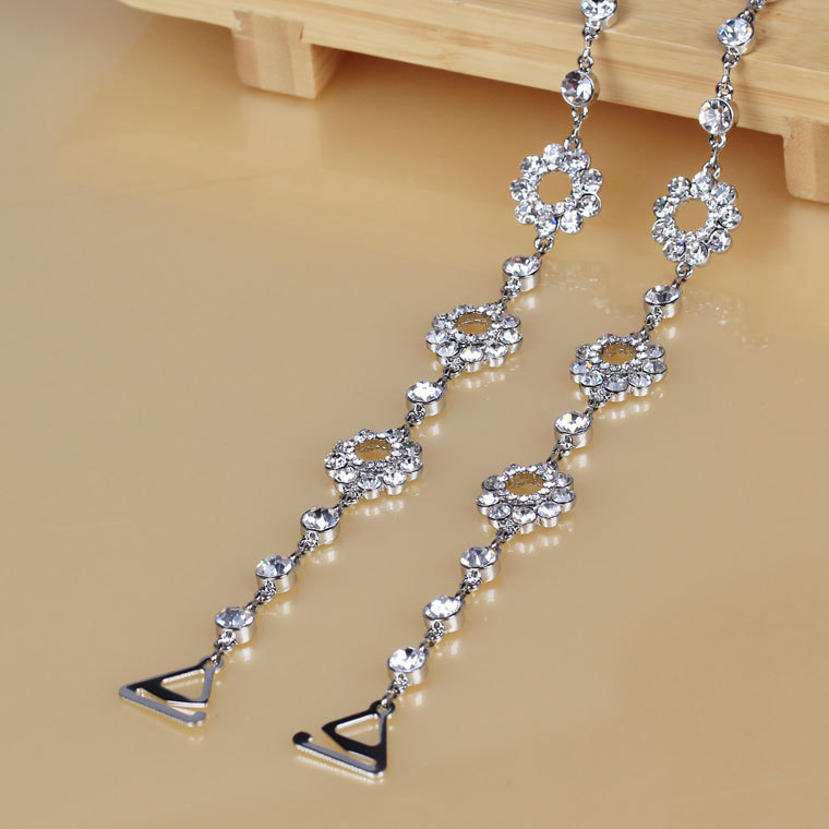 Clothing metal rhinestone shoulder strap large double layer circle diamond pectoral girdle invisible tape