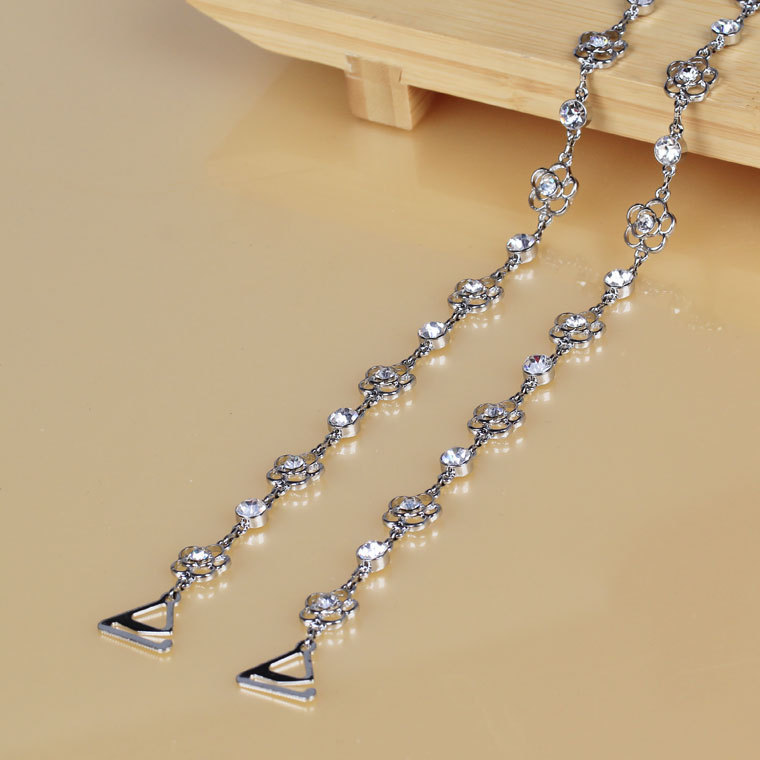 Clothing metal rhinestone shoulder strap small rose round diamond pectoral girdle invisible tape