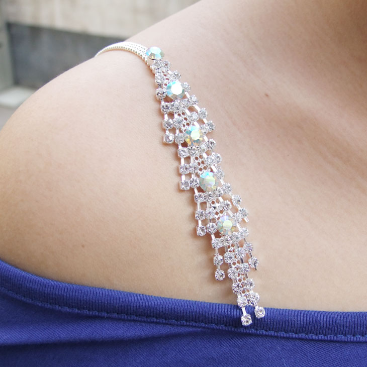 Clothing rhinestone shoulder strap metal diamond shoulder strap tassel double-shoulder