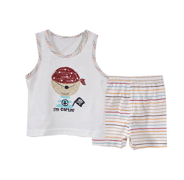 Clothing summer baby vest shorts set baby summer thin child 100% cotton t-shirt male female child