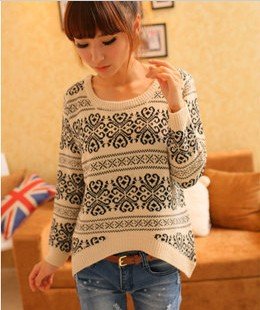 CO-176 Women's Knitted Snowflake Sweaters,Vintage Street Mix and Match Pullovers,Lady Leasure Short Sweatshirts,Free Shipping
