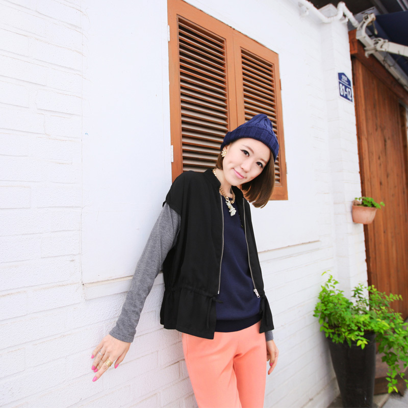 Coat Women's Outerwear    color block long-sleeve stand collar wadded jacket spring and autumn shirt female casual  tape zipper