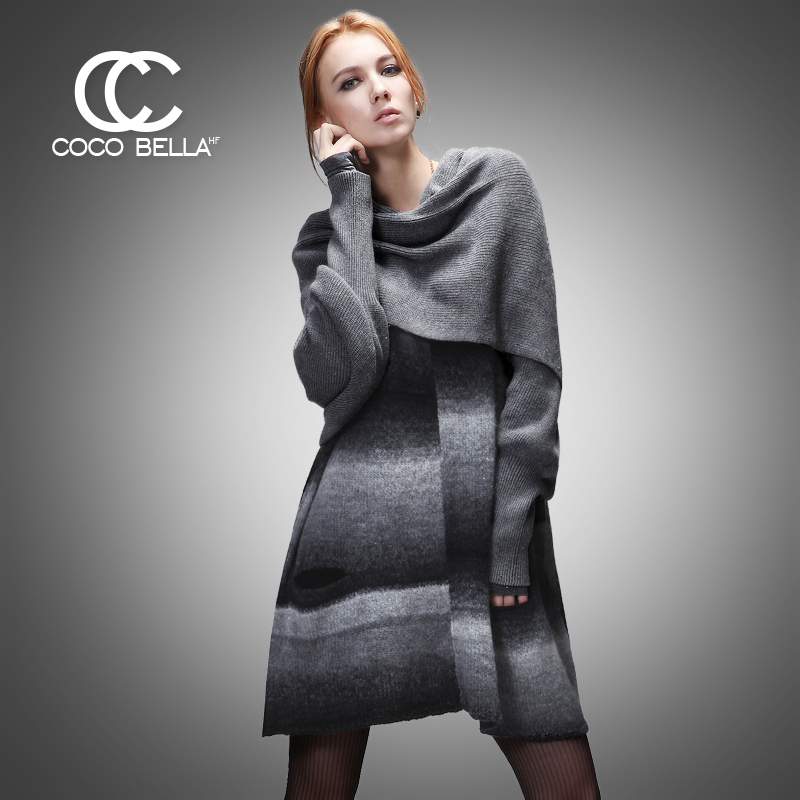 Coco bella 2012 fashion normic loose gradient color medium-long sweater st6