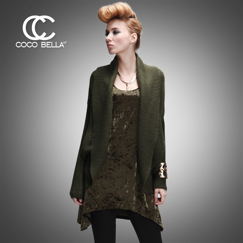 Coco bella 2012 winter new arrival fashion normic olive patchwork wide collar knitted sweater st10