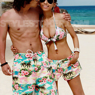 Coconut tree lovers shorts female swimwear beach pants casual shorts plus size