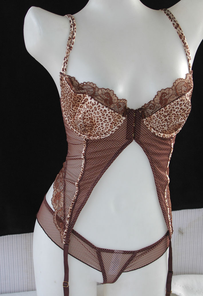 Coffee leopard print bra lingerie one-piece 85cd90cd95d