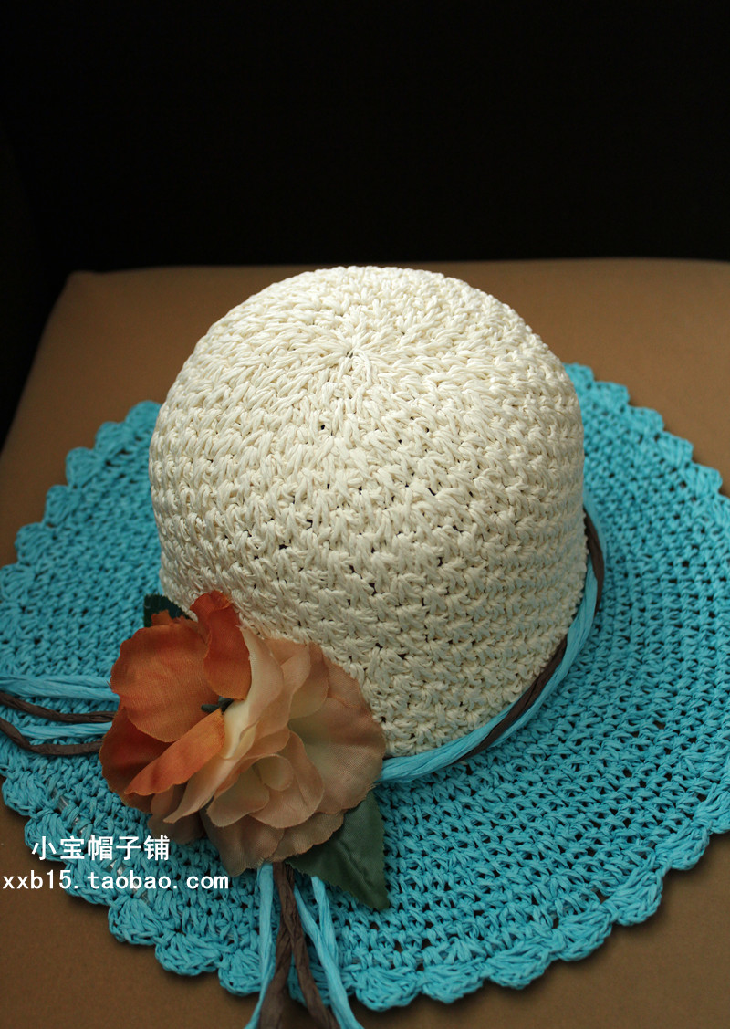 Color block decoration cutout 1.5gg sun-shading straw hat women's summer sunscreen folding beach cap sun hat