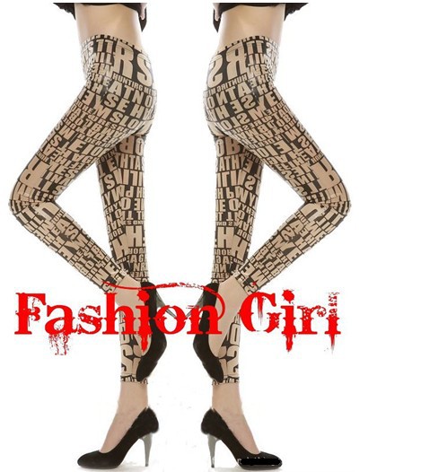 Color graffiti Letters printed  Nine points Leggings Serpentine faux leather Briefs Leggings Hip Size fits all Pants feet