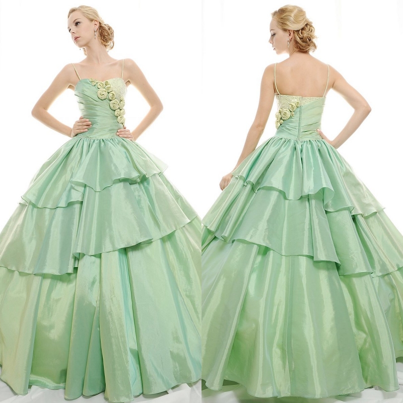 Color yarn evening dress princess prom dress Light green dress hz03