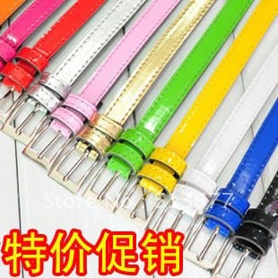 colorful candy color the New Cross Buckle Waistband puLeather Thin PU leather Belt