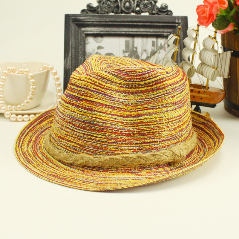Colorful cotton knitted strawhat fedoras trend jazz hat