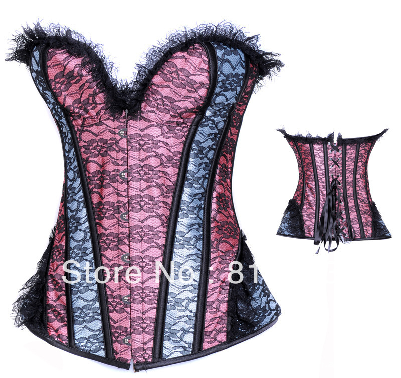 colorful lace style shape lingerie Fashion Overbust Corset butterfly woman suit Free shipping
