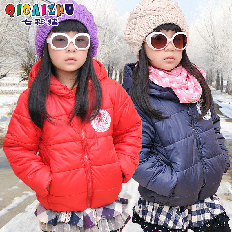 Colorful pig autumn and winter children's clothing female child wadded jacket child wadded jacket thickening hooded baby