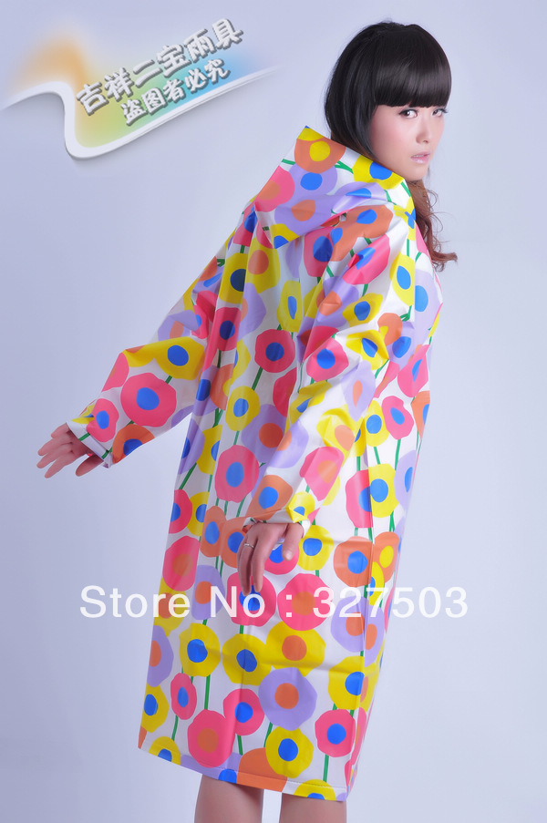Colorful sunflower eco-friendly eva material adult fashion transparent raincoat poncho