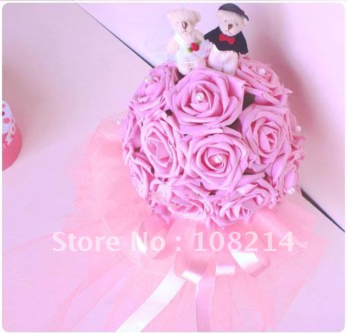 Colorful Wedding flower Ball with rabbion,cute cartoon ball for wedding party,bridal bouquet ball Free shipping
