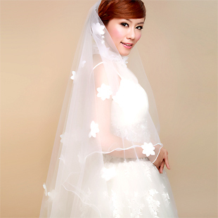 Colour bride flower 3 meters long veil princess train wedding dress veil accessories hair accessory