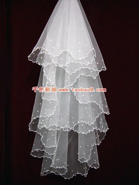 Colour bride white champagne color 1.5 meters small pearl long veil marriage accessories wedding accessories