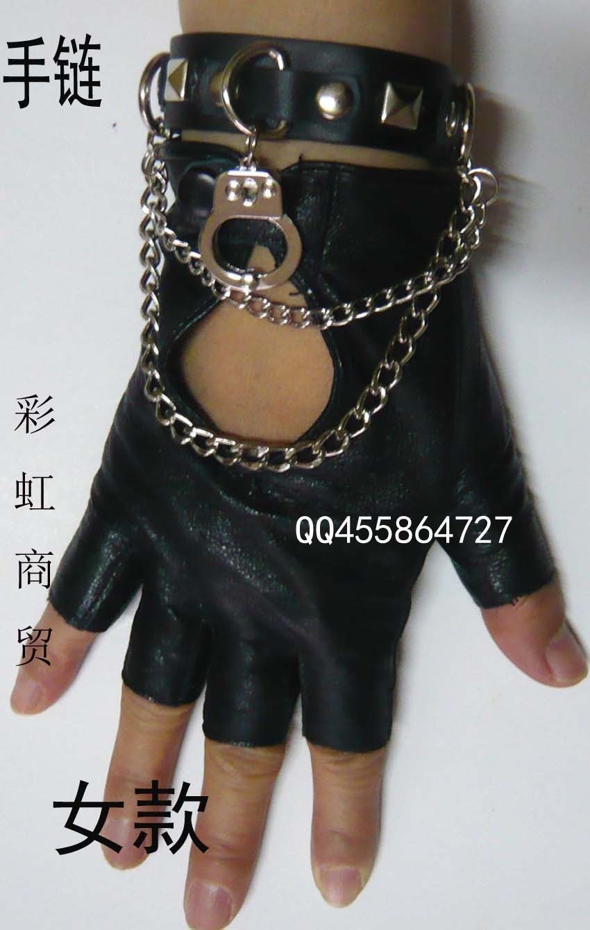 Combination of non-mainstream fashion punk rivet hip-hop steel pipe leather gloves female