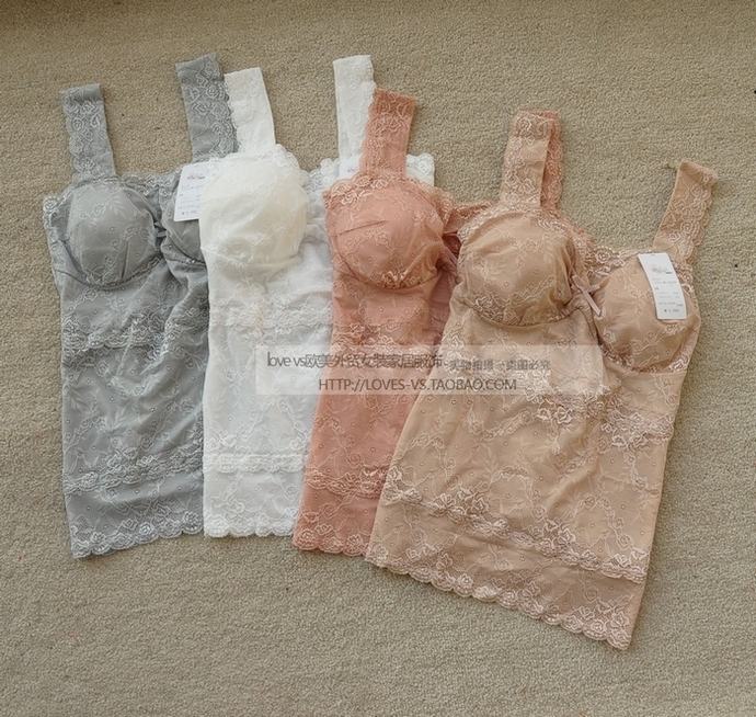 Comfortable all-match lace gauze exquisite spaghetti strap basic vest belt pad multicolor