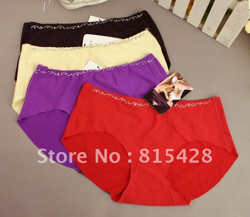 Comfortable and cool silky seamless panties panty diamond decoration panties female comfortable female panties