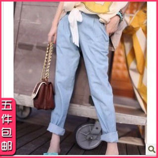 Comfortable denim ! bandage casual trousers