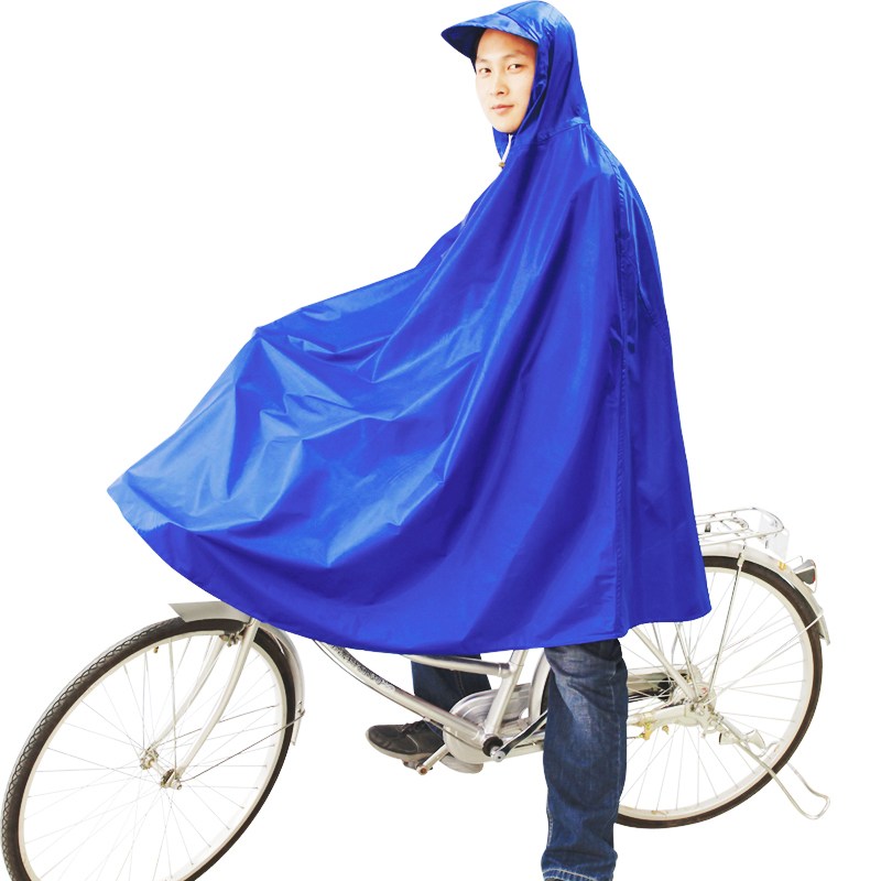 Compound bicycle raincoat poncho plus size lengthen thickening big brim hat belt windproof clip