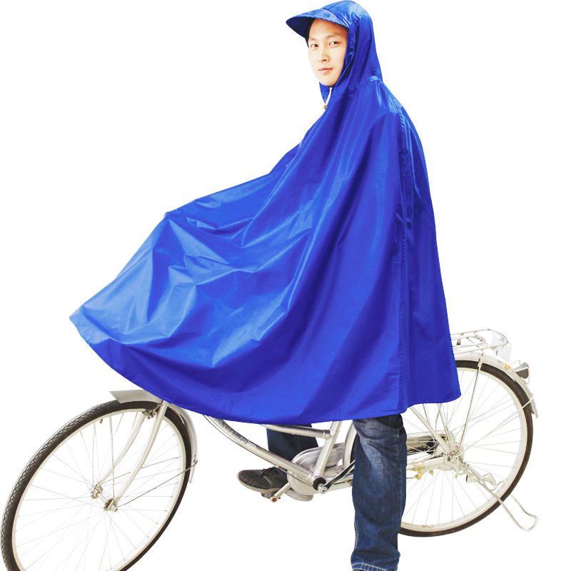 Compound bicycle raincoat poncho plus size lengthen thickening big hat brim belt windproof clip