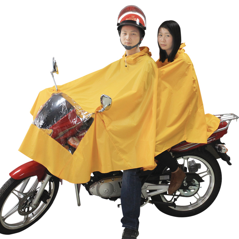 Compound Burberry double electric bicycle motorcycle raincoat poncho plus size lengthen thickening big hat brim hot-selling