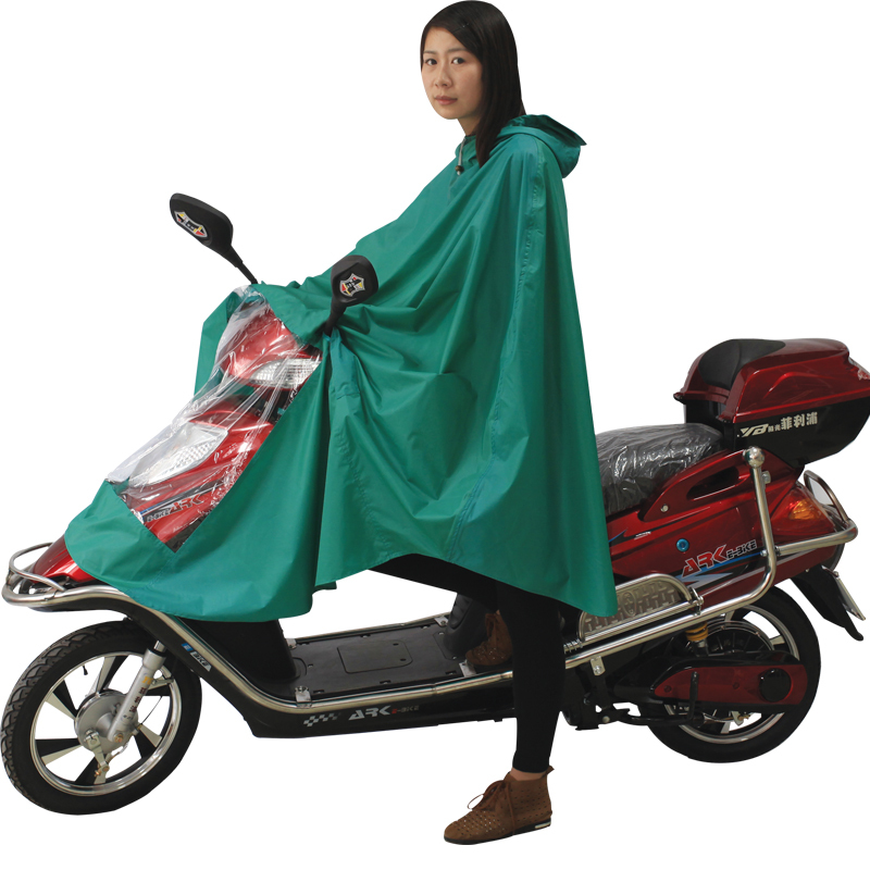 Compound singleplayer electric bicycle motorcycle raincoat poncho plus size lengthen thickening big hat brim with reflective