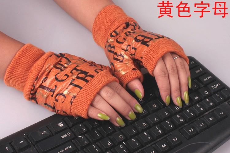 Computer typing gloves winter thermal thickening semi-finger lucy refers to lovers design wool cashmere short design leather