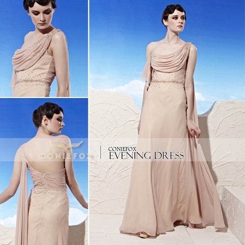 Coniefox One-Shoulder Fashional Fancy Pink Celebrity Dresses 58026