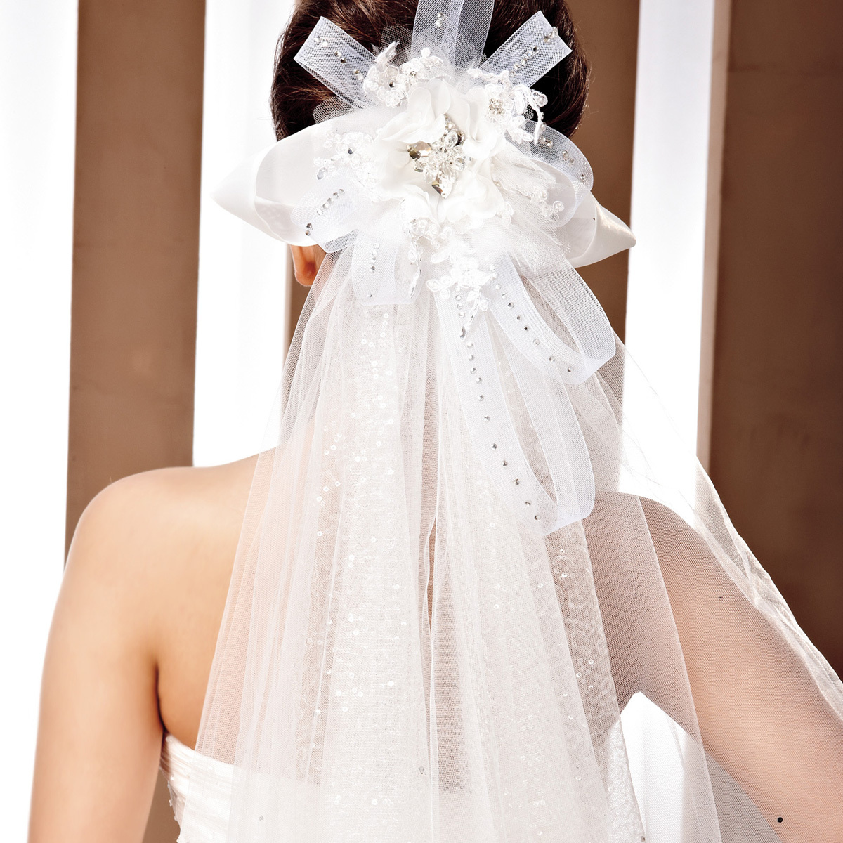 Coniefox personalized wedding veil diamond fabric handmade quality customize multi-layer veil b208